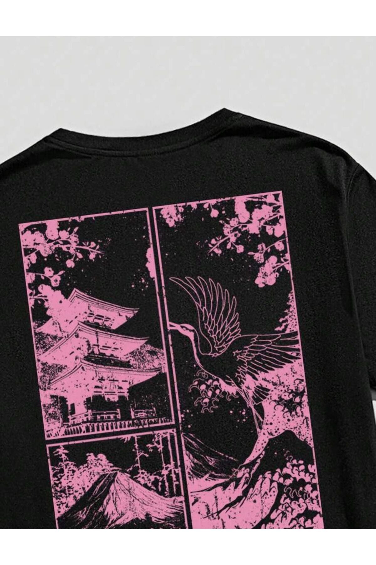 Straight Towards Baskı Detaylı Siyah T-shirt Pembe Şortlu Alt Üst Takım