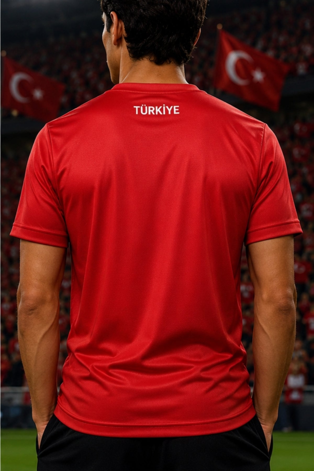 Türkiye Forması Kırmızı Desenli Kısa Kollu Futbol Forması Unisex Maç ve Antrenman Formas